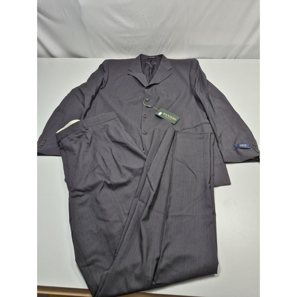 Zanieri Suit Mens 50 Long Gray Wool 2 Piece 44x36 Super 100s Reda Italy NWT FLAW